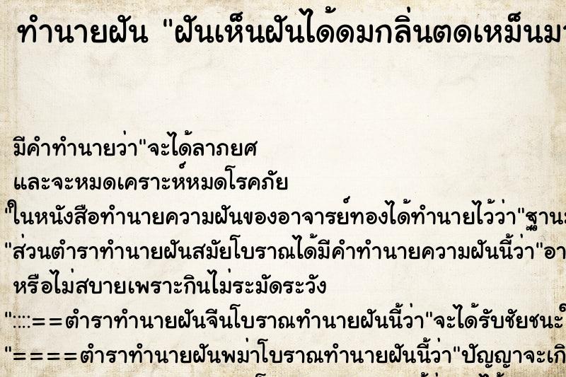 ทำนายฝัน ฝันเห็นฝันได้ดมกลิ่นตดเหม็นมาก 